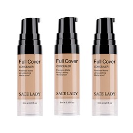 3 Pack Pro Full Cover Liquid Concealer, Waterproof Smooth Matte Flawless Finish Creamy Concealer Foundation for Eye Dark Circles Spot Face Concealer Makeup, Warm Natural, 3×6ml/0.20Fl Oz