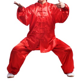 Andux Chinese Traditional Tai Chi Uniforms Kung Fu Clothing Unisex SS-TJF01 (Red, L)