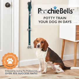 PoochieBells Dog Door Bell for Potty Training – The Original Potty Training Bells for Dogs, USA-Made Doggie Potty Bells, Easy Puppy Training, Loud & Durable Hanging Bells for Door, Leather Green