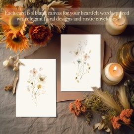 slapaflife slapaflife Blank Cards,Blank Greeting Cards 4x6,40Pack -Elegant Floral Design Blank Greeting Cards,Note Cards with Matching Peel-and-Seal Rustic Envelopes