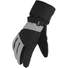 MAGARROW Kids Winter Warm Gloves Windproof Water-Resistant Snow Boys Girls Sport Gloves (Grey/Black, 6-8 Years)