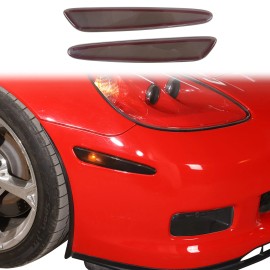 encar88_8 2*Front Bumper Side Light Trim Frame Smoked Cover For Corvette C6 2005-2013 US
