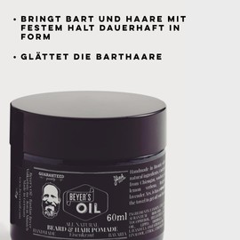 Beyer's Oil Beard & Hair Pomade Verbena 60 ml - Beard and Hair Pomade - 100 Natural - Handmade in Bavaria