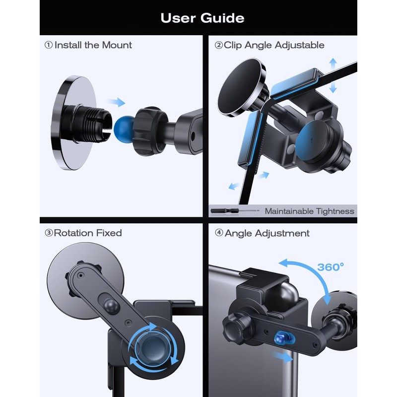 WEIPIN 360° Adjustable Magnetic Phone Holder for Accord Hybrid 2023-2026