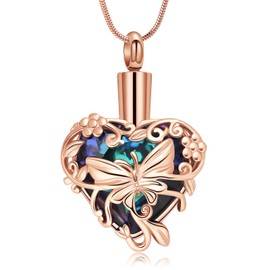 QGJNSGC Crystal Urn Necklace for Ashes Butterfly Cremation Jewelry Heart Urn Holder Necklaces for Women Memorial Jewelry, Gemstone