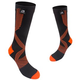 LEAKDRY Waterproof Socks,Thermal Mid Calf,Long Socks,Lighteweight & Breathable (US, Alpha, Medium, Regular, Regular, Black/Orange Stripe)