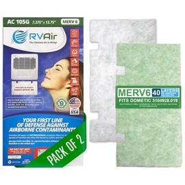 RV Air AC Filter - Air Conditioner Replacement Filters - RV Air Cleaner - Camper Accessories for Travel Trailers - Easy to Install Air Vent Filter - 13.75 x 7.375 x 0.75 in (2 Filters for AC 105G)