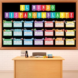 gisgfim Spanish-Speaking Country Bulletin Board Decorations Spanish Classroom Paper Cutouts Latin American Countries Bulletin Board Set for Students Teachers Educational School Decor Supplies