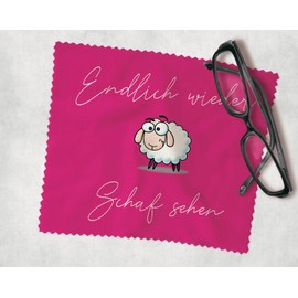 Farbwuselei Glasses Cleaning Cloth Finally Again Sheep See Cloth Cleaning Cloth Glasses Cloth Display Cloth (Pink)