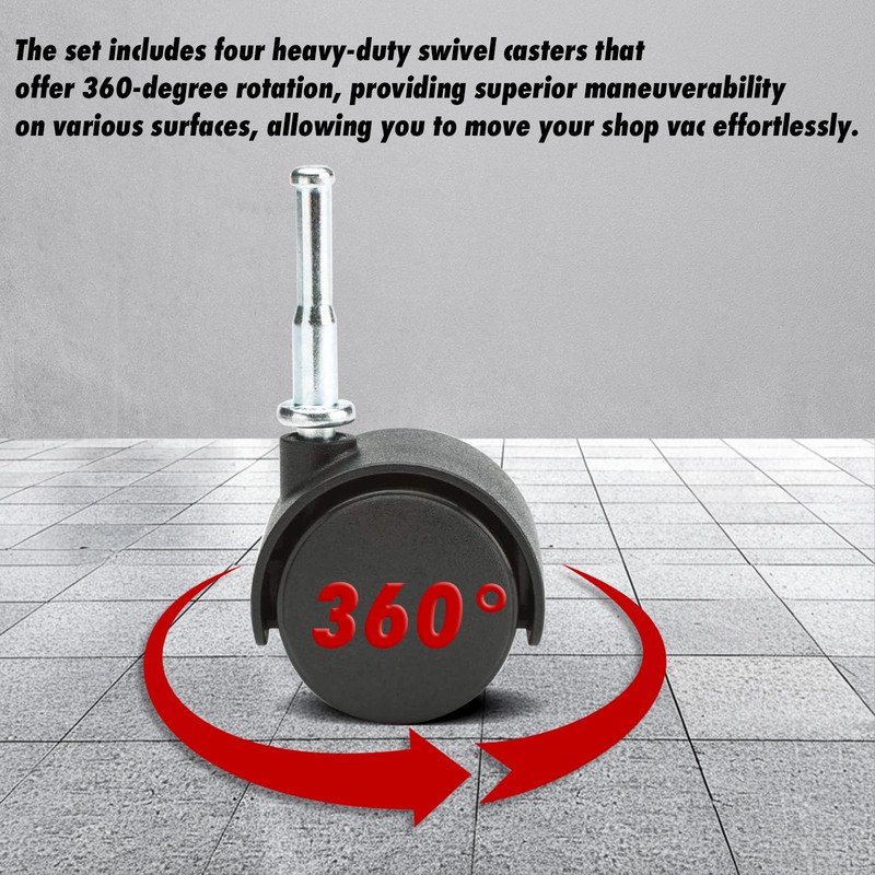 4-Pack Caster Wheels Compatible with Shop Vac Vacuum Cleaner, Durable