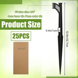 GlikCeil 25 Pcs Irrigation Drip Support Stakes 1/4 Inch Tubing Hose Holder Plastic Drip Lines Hose Ground Stakes for Gardens, Flowers, Plants, Vegetable