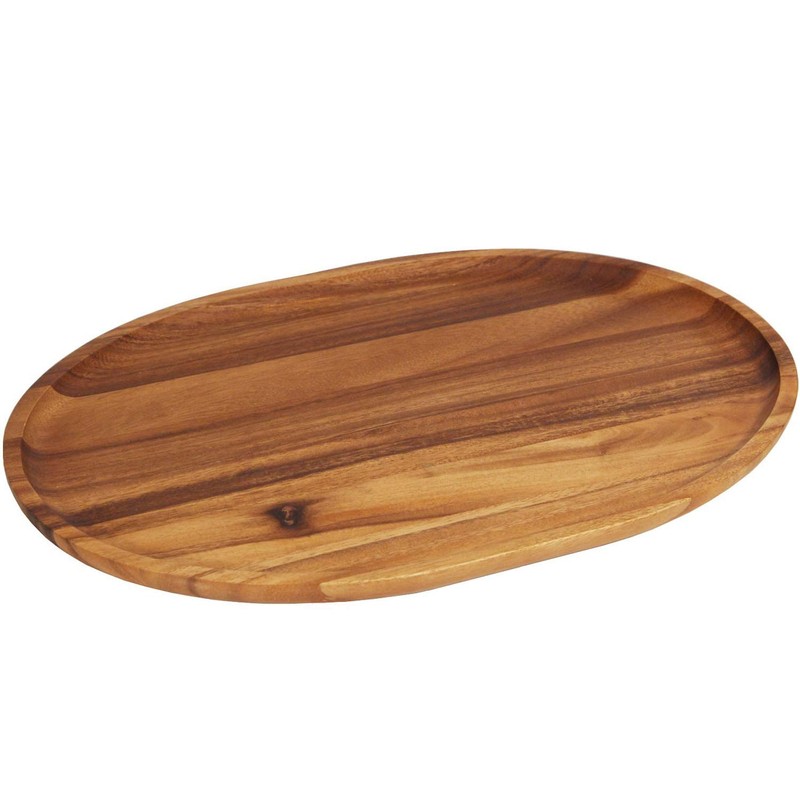 Woodard & Charles 18-Inch Oval Tray, Extra Large, Natural Acacia