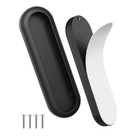 MeBantoo 2 Pack Self-Adhesive Drawer Pull Handles, 4 Inch Self-Stick Aluminum Alloy Push-Pull Knobs for Kitchen Cabinet, Closet, Glass Sliding Barn Door, Wardrobe, Window, Balcony Door (2, Black)