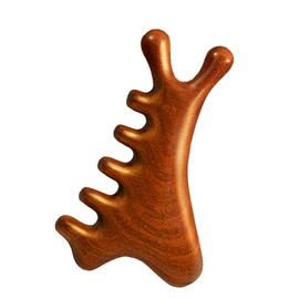 ZPTEE 4 in 1 Natural Wooden Scalp Massager Comb - Gua Sha & Acupressure Therapy Tool for Head Relaxation, Anti-Static Detox Comb with Wide Teeth for Hair Growth & Stress Relief(Brown)