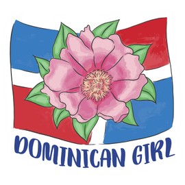 VulgrCo Dominican Girl Dominican Republic Flag Flower Funny Sticker Vinyl Waterproof UV Resistant Decal For Phones Laptops Water Bottles Tumblers Boats Cars Trucks Windows Kayak 3" inch Bumper