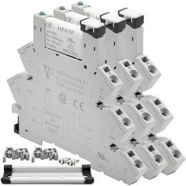 (3Pcs) Miniature Relay for PLC Controller 24V DC and 24V AC Both 6 Amp with LED Light Relay Socket 41F-1Z-C4 Relay 24V Din Rail Spring Terminals Push in Socket