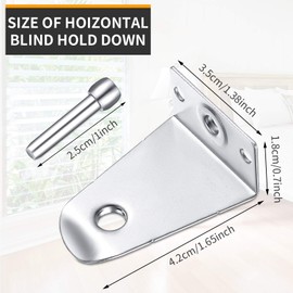 2 Inch Metal Hold Down Brackets and Pins, Blind Brackets Blind Holder Replacements for Horizontal Blinds Shades Windows Doors (16)