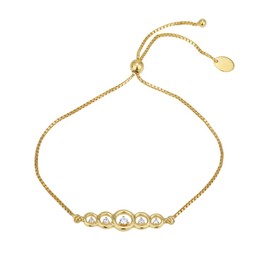 Vanbelle 18K Gold Plated Jewelry - Beaded Adjustable Bolo Bracelets with Cubic Zirconia Stones for Women