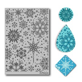 arriettycraft Polymer Clay Snowflakes Texture Sheets for Earrings Jewelry Making, Christmas Snowflake Clay Texture Mat for Polymer Clay Projects Floral Stamps for Clay Earrings Tools