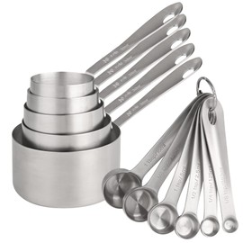 Viwehots Measuring Cups and Spoons Set 11, 18/8 Stainless Steel Measuring Cups and Spoons for Dry & Liquid, 5 US & Metric Measing Cups and 6 Measuring Spoons Set for Kitchen & Baking Measuring Tools