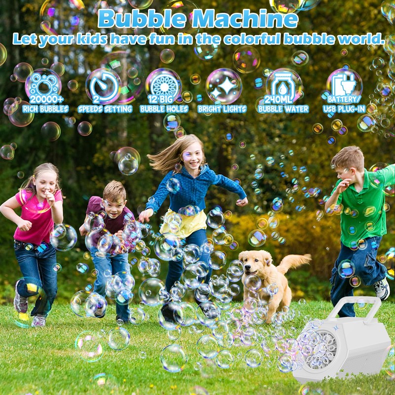 Babuloo Bubble Machine, Automatic Bubble Blower Machine 15000+ Bubbles Per