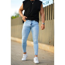 GINGTTO Jeans Men's Slim Stretch Skinny Jeans for Men, Light blue 1012