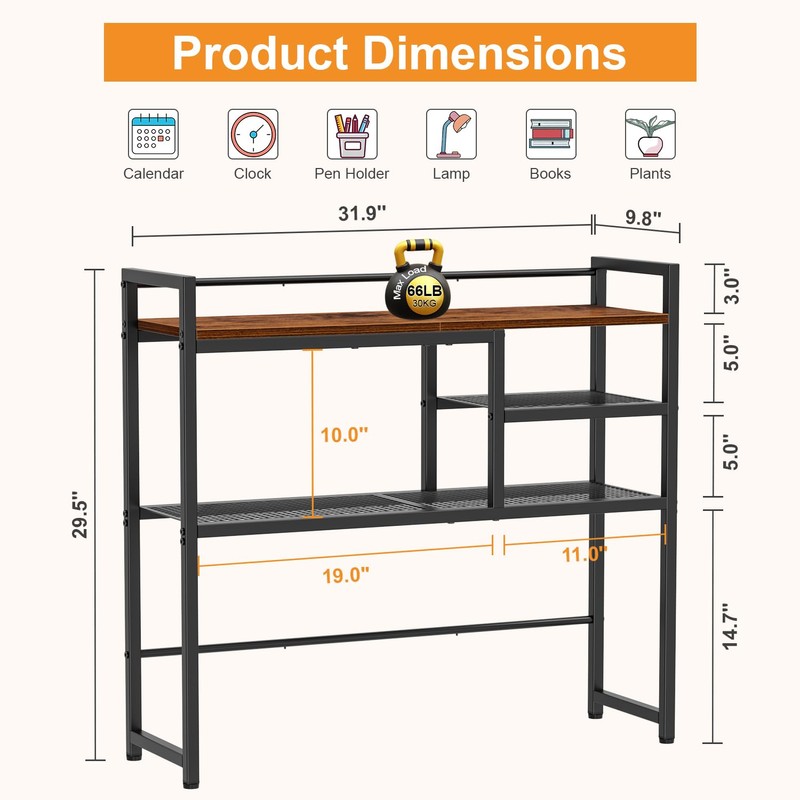Snughome 31.9" Desk Shelf, Desktop Organizer Shelf, Desk Hutch Dorm,