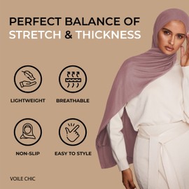 VOILE CHIC Premium Jersey Hijab Scarf For Women - Islamic Head Scarf Wrap Hijabs (Sphinx)