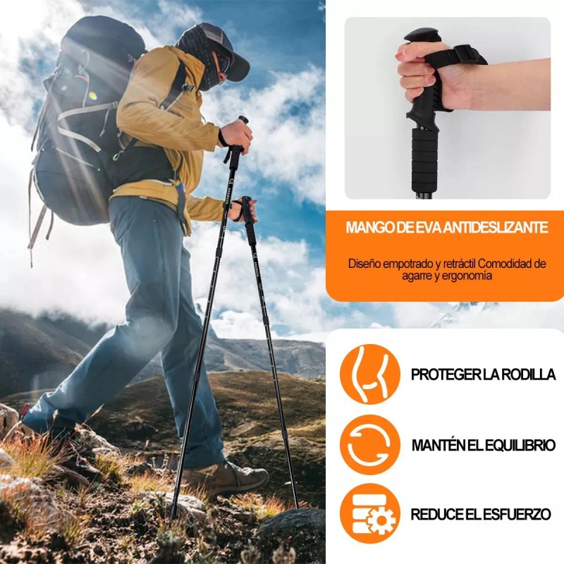 Par Bastones Trekking Senderismo Caminar Escalar Plegable Rojo