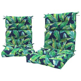 LVTXIII Outdoor Tufted High Back Cushions, Solid Fluffy Seat and Back Chair Cushion with Ties, Patio Replacement Rocking Chair Cushion for Outdoor Furniture Use (22" W x 20D, 2 Pack, Hanalei Lagoon)
