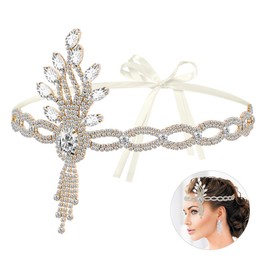 Lurrose 1920s Headpiece Women's Vintage Headpiece Headband Crystal Hair Band Hair Accessory Set