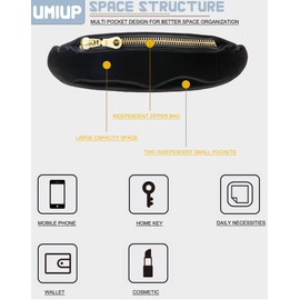 UMIUP Plush Insert Purse Organizer with Zipper fit GG Marmont Matelasse Shoulder Bag, Small Handbag Organizer Liner Pouch for Women Inner Bladder Bag Storage (BLACK, MEDIUM)