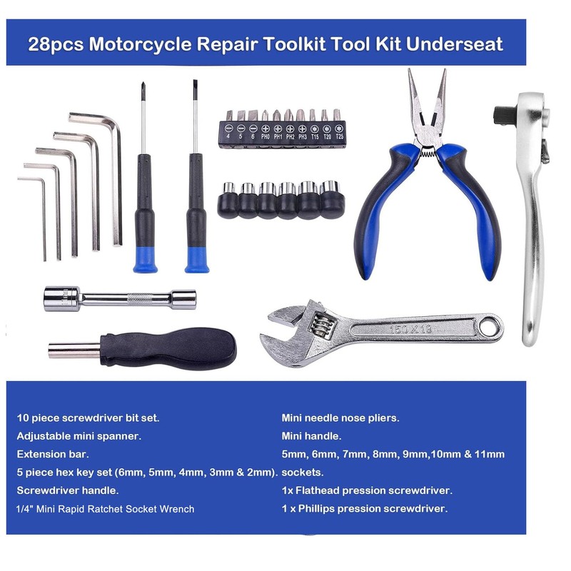 WINTOWIN Upgarded 29PCS Compact Motorbike Tool Sets, Motorcycle Repair Toolkit