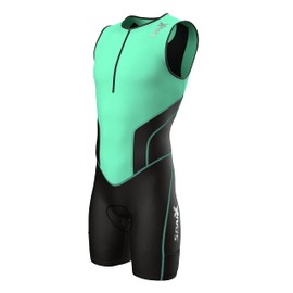Sparx X Triathlon Suit Men Racing Tri Cycling Skin Suit Bike Swim Run, Mint Green, X-Large