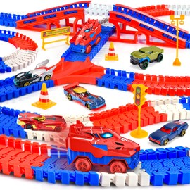 Supocol 251 Pieces Spider Toy Racing Track Car, Toy from 3 4 5 6 Years Car Racing Track for Children Gift Boy 3-6 Years Flexible Track Children's Toy from 3-6 Years