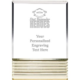 Engraved First Responder Heroes Custom Trophy - 7" Gold Rockwell Acrylic Award First Responder Heroes Tinted Gold Custom Trophy Award with Free Personalization