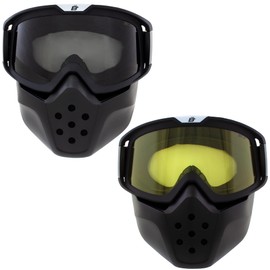 Birdz Eyewear Pelican 2 Pairs Mask Safety Goggles Fitover Black TPU Frame w/Smoke & Yellow Lenses