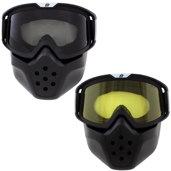 Birdz Eyewear Pelican 2 Pairs Mask Safety Goggles Fitover Black