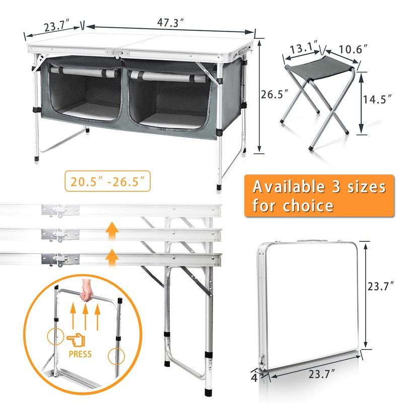 CampLand Outdoor Folding CampingTable with Aluminum Lightweight Height Adjustable with