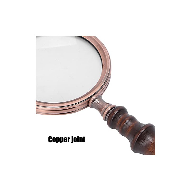 Brrnoo Lupa de Mano 10X Lupa de Cobre Antiguo con