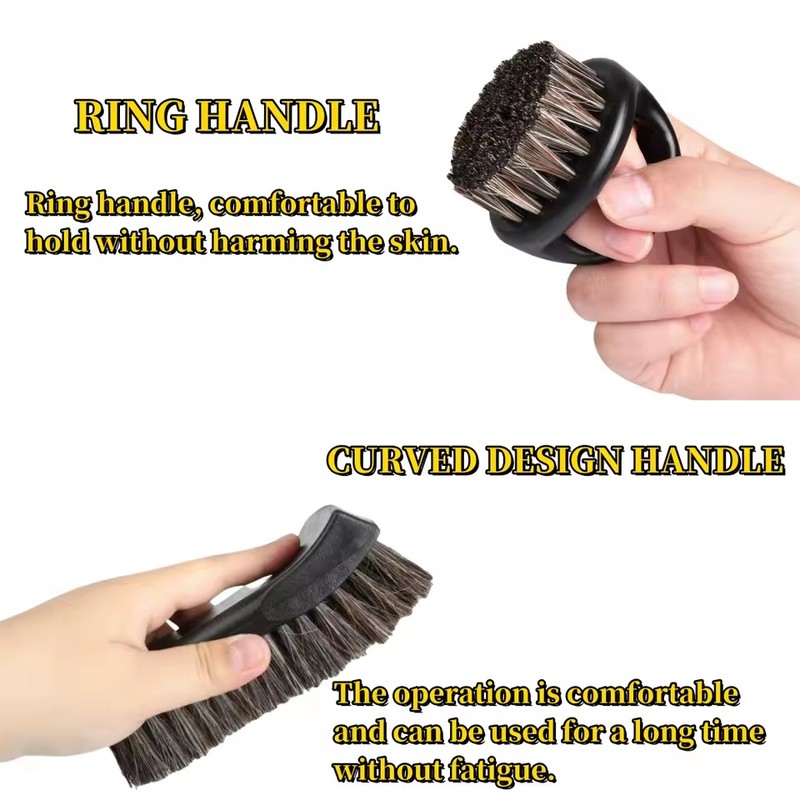 2-Piece Horsehair Cleaning Brush Set for Car Interior Detailing –