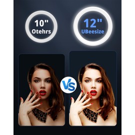 UBeesize 12" Ring Light with Overhead Phone Mount, LED Ring Light with Phone Holder and Stand, Desk Light Ring for iPhone,Cameras, Selfie Light for Live Streaming,Video Recording, Content Creation