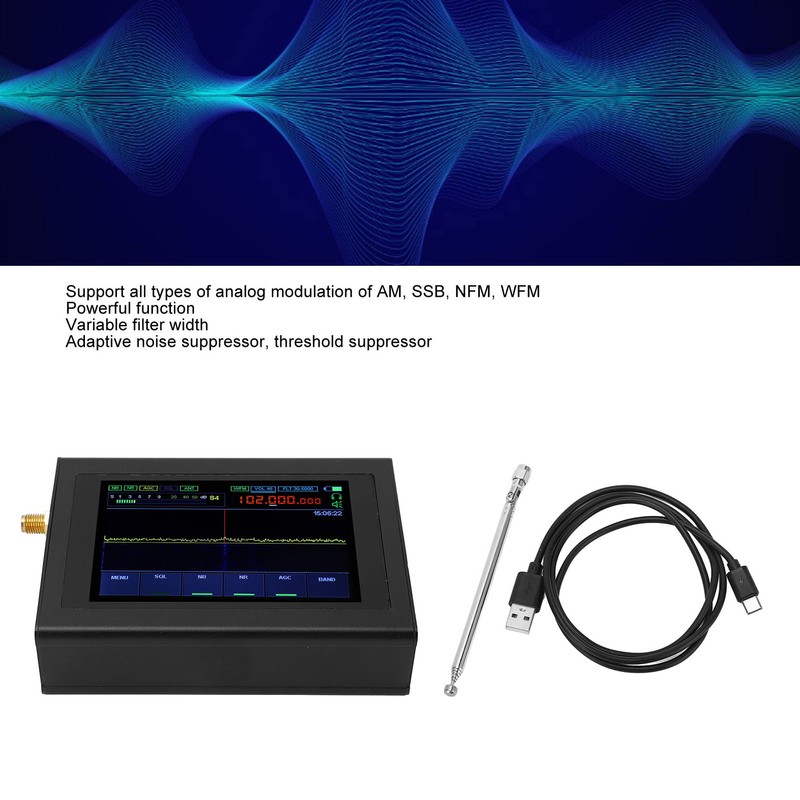 DSP SDR Radio Receiver 50GHz~250MHz 4GHZ~2GHZ Shortwave 3.5in Touching IPS