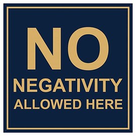 Signs ByLITA Square No Negativity Allowed Here Sign(Navy Blue/Gold) - Small