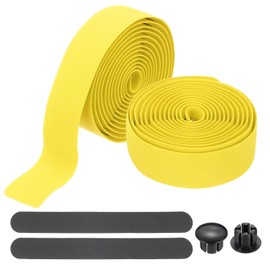 PATIKIL Bike Handlebar Tape, 2 Rolls 6.6 Feet Bike Grip Tape EVA Foam Cycling Handle Wraps Comfortable Non-Slip Shock Bicycle Wrap with End Plugs for Road Bike, Yellow