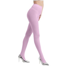 CACCICO 80D Run Resistant Women's Tights Semi Opaque Pantyhose Soft and Elastic High Waist Stockings for Women Lavender-L
