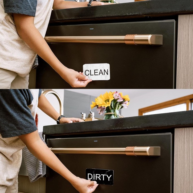 Dishwasher Magnet Clean Dirty Sign Indicator, Clean/Dirty Reversible Sign White/Black,