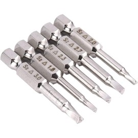 Bestgle 5 Pcs Magnetic Triangle Head Screwdriver Bit Set 1/4 Inch Hex Shank S2 Steel Triangular Tips Screw Driver Bits Electric Power DIY Hand Tool Accessory 1.8mm, 2mm, 2.3mm, 2.7mm, 3mm, 50mm Length