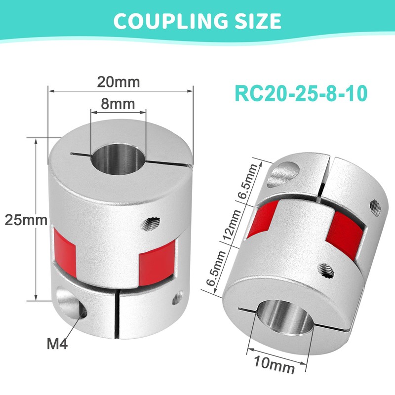 Shaft Coupling 8 mm to 10 mm Waves Flexible Elastic