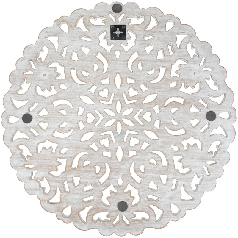 Northlight 24" Brushed Antique White Damask Round Wall Panel
